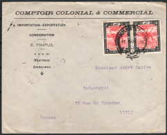 ✉ 1910, Sudan, Envelope Franked With A Horizontal Pair Of 5m Scarlet And Black - Camel Postman Issue (S.G. 23), Sent Fro - Sudan (...-1951)