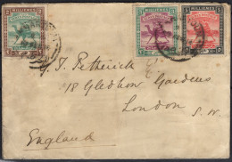 ✉ 1914, Sudan, Envelope Franked With, (1x) 2m Green And Brown, (1x) 3m Mauve And Green And (1x) 5m Scarlet And Black - C - Sudan (...-1951)
