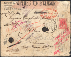 ✉ 1918, Incoming Mail From Netherlands, Envelope Franked With 5c And One Stamp Fallen, Sent From Amsterdam February 12,  - Sudan (...-1951)