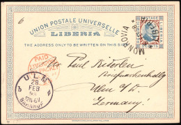 ✉ 1885-1896, Liberia, Group Of 10 Postal Stationeries (9 Used And 1 Mint), Some Without Text On Reverse, Including 6 Fro - Liberia