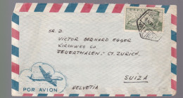 1 Timbre Espagne Sur Enveloppe ( S.C  )  1953  Départ Valence Par Avion Destination Zurich  Suisse - Briefe U. Dokumente