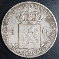 Netherlands 1 Gulden Wilhelmina Longhair 1892 Fine - 1 Gulden