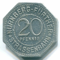 20 PFENNIG NURNBERG-FURTH SPITTLER TOR GERMANY Coin #DE10051.3.U.A - Autres & Non Classés