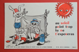 Buvard SÉCURITÉ SOCIALE, Écureuil, Lapin, Chat, Exposition Au Soleil, Plage, Signé Georgy - Altri & Non Classificati