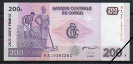 Congo/Democratic Republic, 200 Francs, 2007/Prefix NA Suffix D, Grade UNC - République Démocratique Du Congo & Zaïre