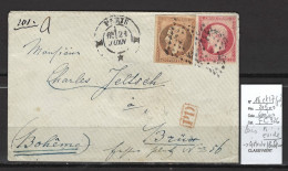 France - Lettre  Paris Bureau K - Losange évidé Pour La Boheme - DEPART PROMO A 10 % DE LA COTE - 1849-1876: Periodo Clásico