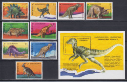 Georgien MiNr. 115-123 + Block 3 Prähistorische Tiere Dinosaurier Postfrisch/MNH/** 1995 - Géorgie