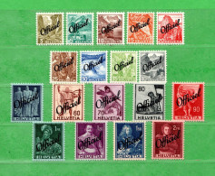 Svizzera ** - 1942 - OFFICIEL. Zum.46 à 63. 18 Valeur,  MNH** - Dienstmarken