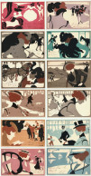LES MOIS,  Franz LASKOFF Ricordi Art Nouveau Rare Série Complète Des 12 Cartes Monogrammées à L'encre Par L'artiste - Laskoff