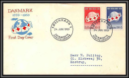 11878 N°383/384 Croix Rouge Red Cross 24/6/1959 Fdc Lettre Cover Bid,1.75 Denmark - FDC