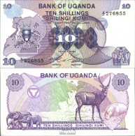 Uganda Pick-Nr: 16 Bankfrisch 1982 10 Shillings - Uganda