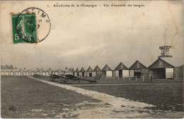 PC Aerodrome DE LA CHAMPAGNE VUE D'ENSEMBLE DES HANGARS AVIATION (a27107) - Aerodrome