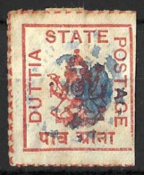 INDIA..." DUTTIA.."   QUEEN VICTORIA...(1837-01.).....SG16d......(CAT.VAL.£45.)....USED... - Datia