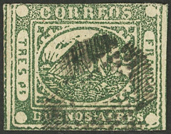 ARGENTINA: GJ.6, Tres Ps. Green, Type 25 In Kneitschel's Reconstruction (the Actual Position In The Original Sheet Was C - Buenos Aires (1858-1864)