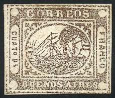 ARGENTINA: GJ.7, Proof Of 4P. In Grayish Dun Eventually Issued In Red, Position 40, Excellent Quality, Very Rare, With A - Buenos Aires (1858-1864)