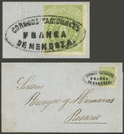 ARGENTINA: GJ.8, 10c. Green, With Very Wide Margins And Of Excellent Quality, Franking A Folded Cover Sent From Mendoza  - Storia Postale