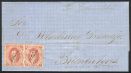 ARGENTINA: GJ.19, Pair From 1st Or 2nd Printing (one Example With Tiny Defect) Franking A Folded Cover Sent From ESQUINA - Storia Postale