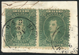 ARGENTINA: GJ.21, 10c. Clear Impression, Splendid Pair On Fragment With Cancel Of Buenos Aires For 9/AU/1865, Absolutely - Usati