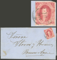 ARGENTINA: GJ.34, 8th Printing, Notable Example With Dry (with Little Ink) And Very Clear Impression, 4 Complete And Wid - Storia Postale