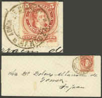 ARGENTINA: GJ.37, 5c. "Hunchback" (groundwork Of Horizontal Lines) Franking A Cover Sent To San Juan On 11/JUN/1869 (dat - Altri & Non Classificati