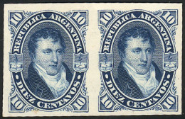 ARGENTINA: GJ.39, PROOF In Blue, Pair Printed On Card, Excellet Quality, Extremely Rare! - Altri & Non Classificati