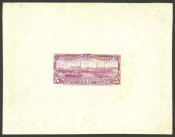 ARGENTINA: GJ.273, 1902 Port Of Rosario (ships, Sailing Boats, Dock), DIE PROOF In Red-lilac, Printed On Card Of Glazed  - Autres & Non Classés