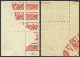 ARGENTINA: GJ.681, 1930 5c. Revolution Block Of 10, 8 Of Them Partially Or Completely Unprinted, Partially Printed On Ba - Autres & Non Classés