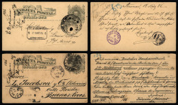 ARGENTINA: 2 Postal Cards Of 4c. Sent From Tucumán To Buenos Aires On 28/JA And 18/MAR/1886, With Very Rare Circular Can - Briefe U. Dokumente