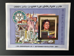 Libye Libya 2001 Mi. Bl. 163 Gold Or Gaddafi 32th Anniversary Of 1st September Revolution - Libye