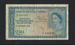 GOVERNMENT Of CYPRUS - 250 MILS QUEEN ELIZABETH II 1/2/1956 P33a - Cyprus