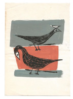 Cornelia Forster (1906-1990) Gouache Ou Aquarelle Les Deux Oiseaux - Gouaches
