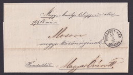 AUSTRIA-HUNGARY 1877, Stampless Letter From Budapest To Magyarovar - Covers & Documents
