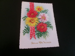 BELLE ILLUSTRATION FANTAISIE FEUTREE " BONNE FETE MAMAN" ...BELLES FLEURS - Moederdag