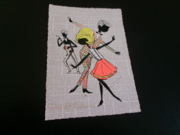 BELLE ILLUSTRATION FANTAISIE FEUTREE " VIVE STE-CATHERINE" ...JEUNES DANSEURS ET MUSICIENS - St. Catherine