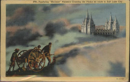 Salt Lake City Typifying Mormon Pioneers Crossing The Plains - Autres & Non Classés