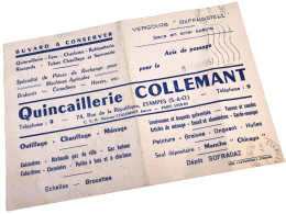 Buvard Février 1957  Quincaillerie Collemant  Etampes - W