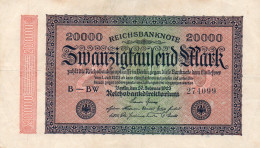 GERMANY- 20000 MARK 1923  -  Wor:P-85b.2.BW, Ros:R-84e.BW   - Filigrana: Giesecke Z-Muster - 20000 Mark