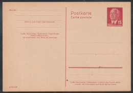 DDR: 1956, Blanko GA- Postkarte / Carte Postale, 15 Pfg. Wilhelm Pieck.     */MH - Postkarten - Ungebraucht