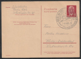 DDR: 1956, GA- Ortspostkarte Innerhalb Berlins / Carte Postale, 15 Pfg. Wilhelm Pieck.  SoStpl. BERLIN-OBERSCHÖNWEIDE - Postkarten - Ungebraucht