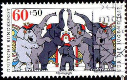RFA Poste Obl Yv:1243 Mi:1411 Für Die Jugend Elefantengruppe (Belle Obl.mécanique) - Circus