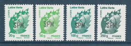 ST PIERRE & MIQUELON 2012 Definitives / Marianne De Beaujard / Lettre Verte OVERPRINT : Set Of 4 Stamps UM/MNH - Neufs