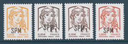 ST PIERRE & MIQUELON 2013 Definitives / Marianne De Ciappa-Kawena 1c-5c-10c-1€ OVERPRINT : Set Of 4 Stamps UM/MNH - Neufs
