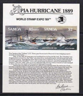 A5665 SAMOA 1989,  SG MS 839 World Stamp Expo, Apia Hurricane Centenary, MNH - Samoa