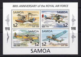 B0550 SAMOA 1998, SG MS1033 80th Anniversary Of Royal Air Force (RAF), MNH - Samoa