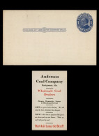 ESTADOS UNIDOS USA ENTERO POSTAL CARBON COAL MINERAL MINNING - Minéraux