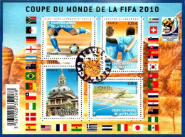 France Bloc/F Obl Yv:F4481 Mi:129 Coupe Du Monde De La FIFA (cachet Rond)traces Encre Au Dos - 2010 – Zuid-Afrika