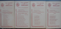 STAD OOSTENDE Jaren '50 Stedelijk Lager Onderwijs 4 X EREKAART Toegekend Voor Vlijt En Goed Gedrag Met Gedicht Of Lied - Diploma & School Reports