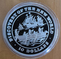 Bahamas Silver 10 Dollars 1991  KM-196. Discovery Of New World. Ships. PROOF - Bahamas