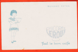 10149 ● ● Rare Chicorée LEROUX Fait Le Bon Café Fillette Tenant Un Bol Buvard-Blotter - Caffè & Tè