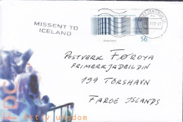 Bundespost FDC AKTIV UNGDOM Cachet 2003 Cover Brief Lettre TORSHAVN Faroe Islands 'MISSENT TO ICELAND' Line Cds. - Brieven En Documenten